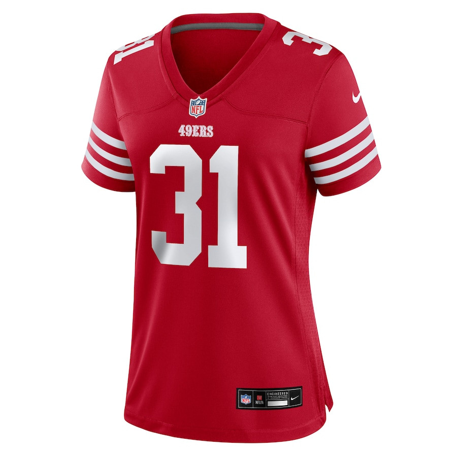 Isaac Guerendo 31 San Francisco 49ers Game Scarlet NFL Jersey Women's