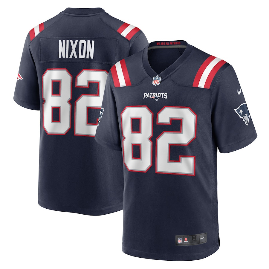 Tre Nixon 82 New England Patriots Game Navy NFL Jersey Men's