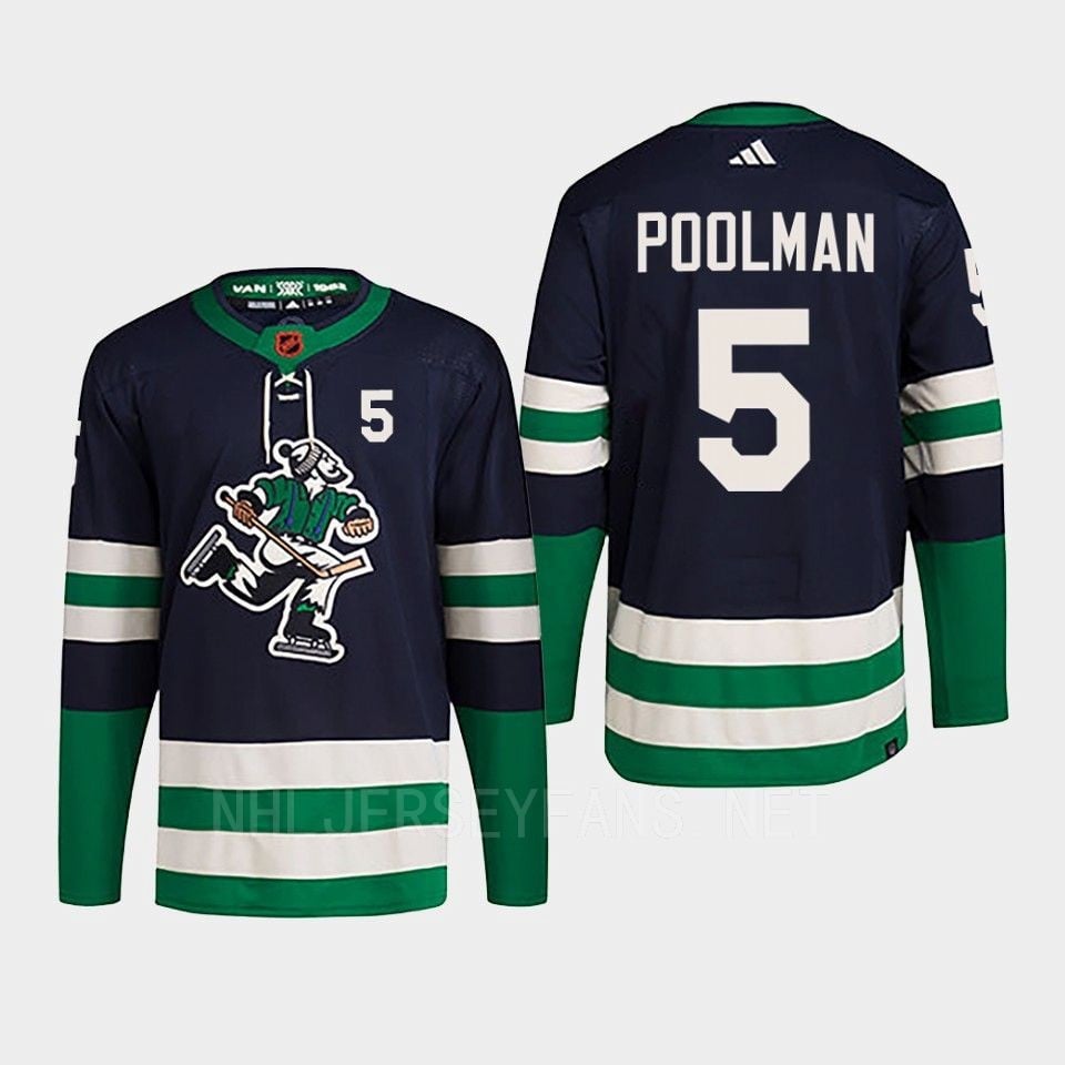 Tucker Poolman 5 Reverse Retro 2.0 2022 Vancouver Canucks Navy Primegreen NHL Jersey Men's