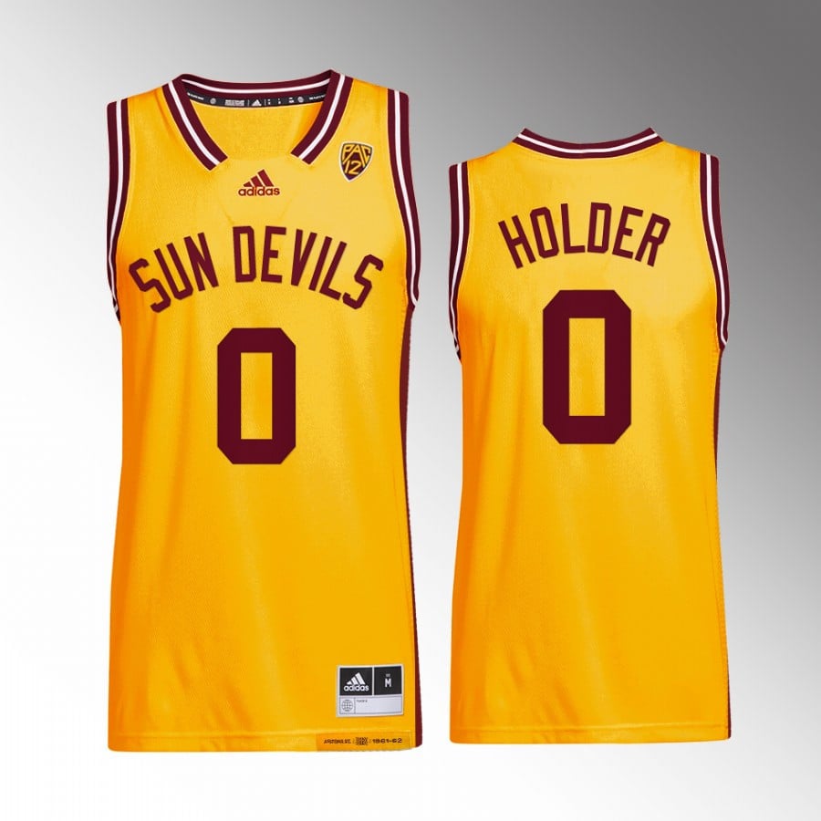 Tra Holder 0 Arizona State Sun Devils Gold Reverse Retro NCAA Jersey Men's