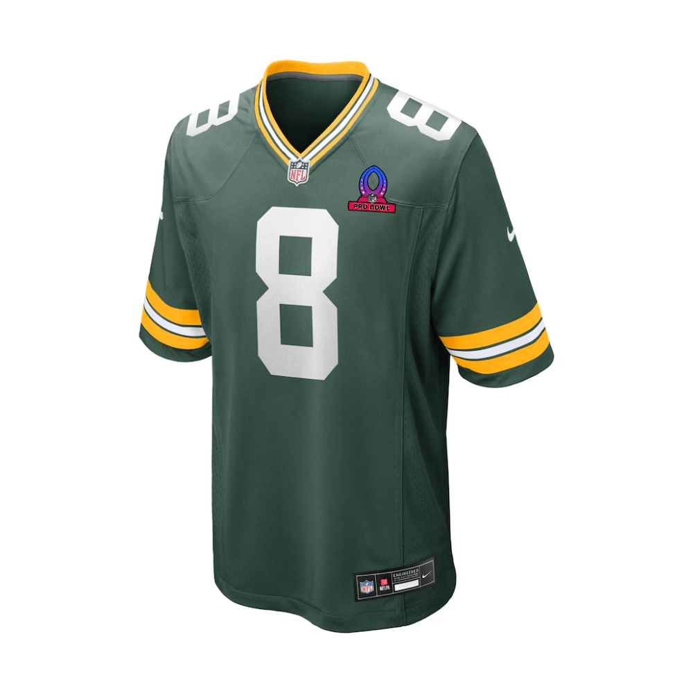Josh Jacobs 8 Green Bay Packers 2025 Pro Bowl Patch Game Green NFL Jersey Men's