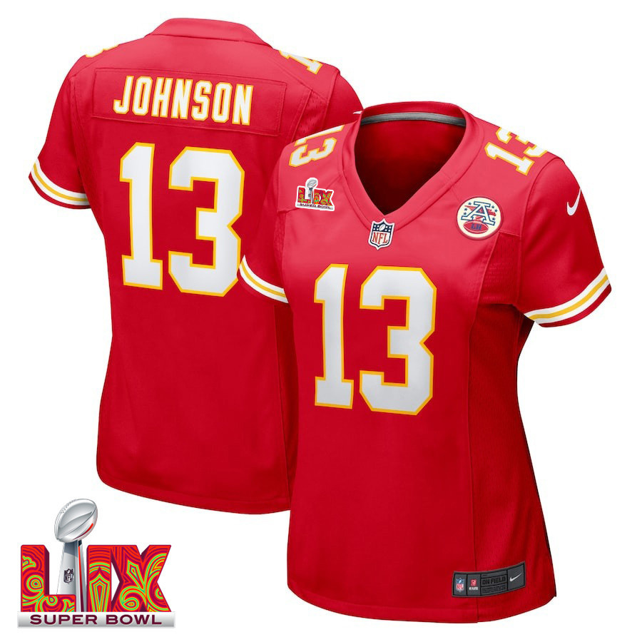 Nazeeh Johnson #13 Kansas City Chiefs Super Bowl LIX Red NFL Jersey Women's