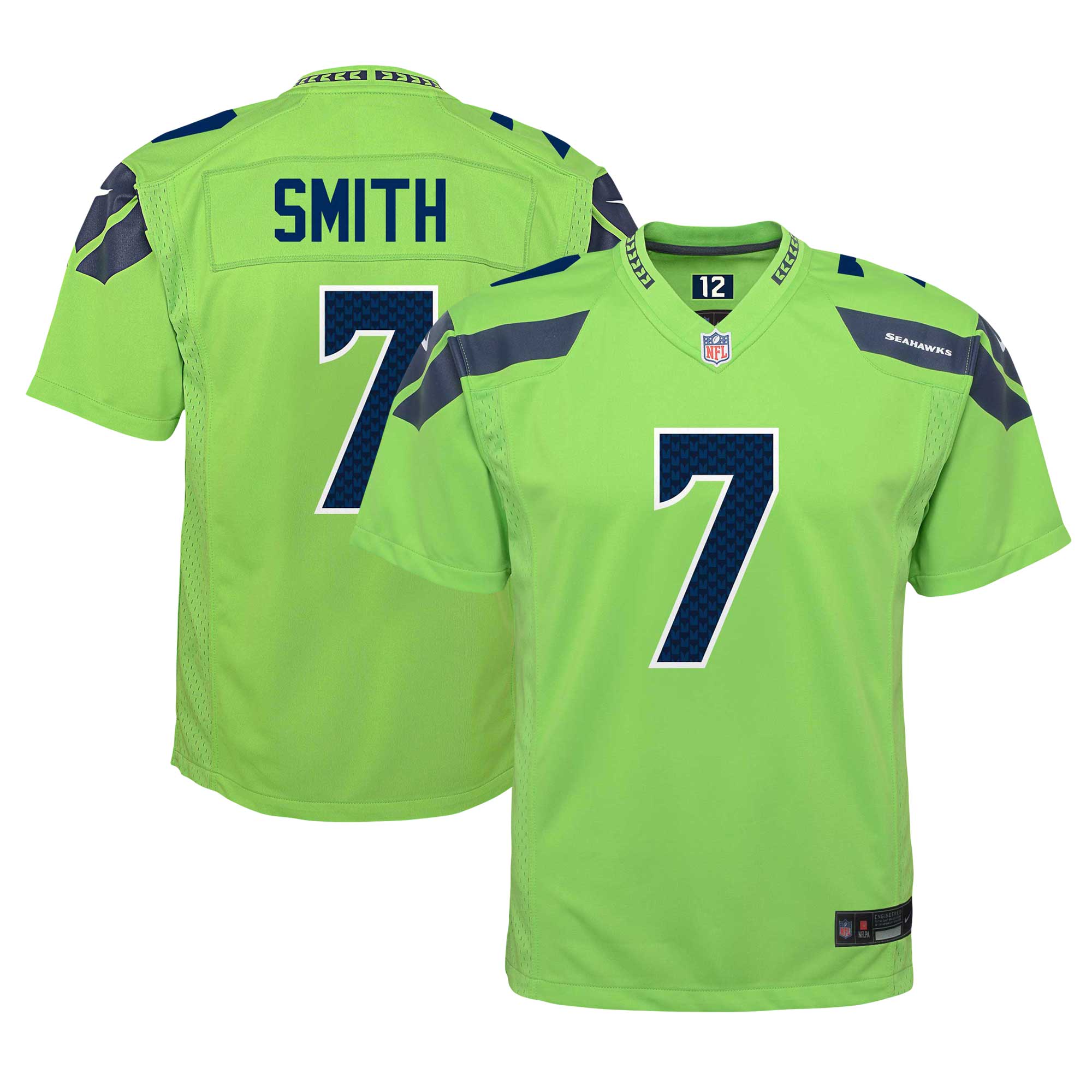 Seattle Seahawks Geno Smith Neon Green Alternate Player Game NFL Jersey Youth