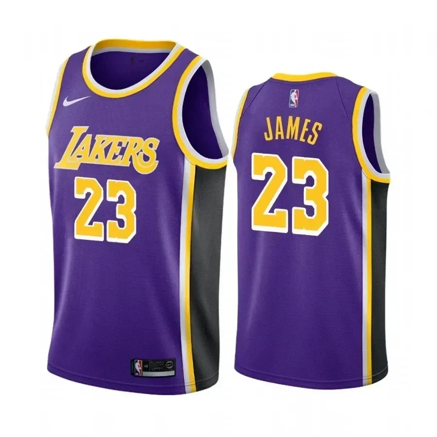 Los Angeles Lakers Lebron James 23 Statet NBA Jersey Men's