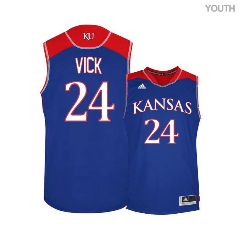 24 Lagerald Vick Blue Kansas Jayhawks NCAA Jersey Youth