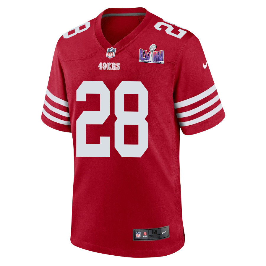 Darrell Luter Jr. 28 San Francisco 49ers Super Bowl LVIII Patch Game Scarlet NFL Jersey Men's