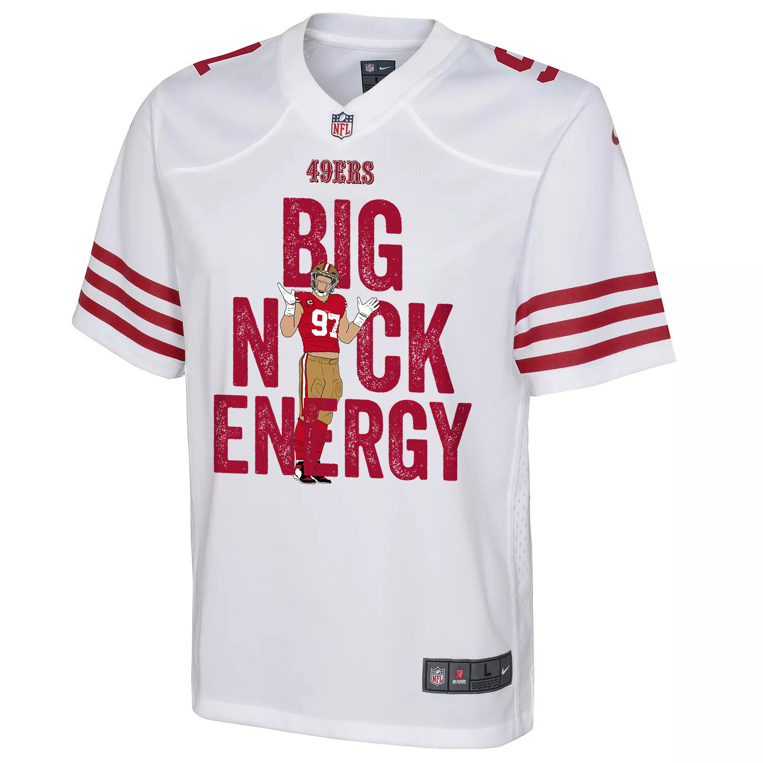 Nick Bosa 97 San Francisco 49ers Big Nick Energy Game White NFL Jersey Youth