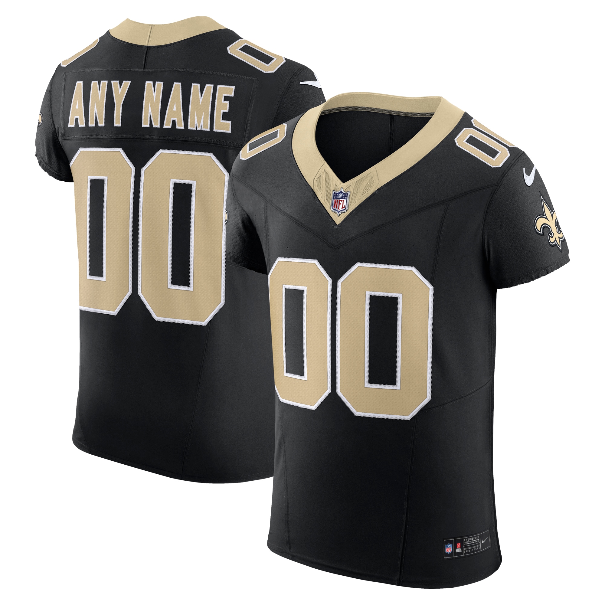 New Orleans Saints Black Vapor F.U.S.E. Elite Custom NFL Jersey Men's