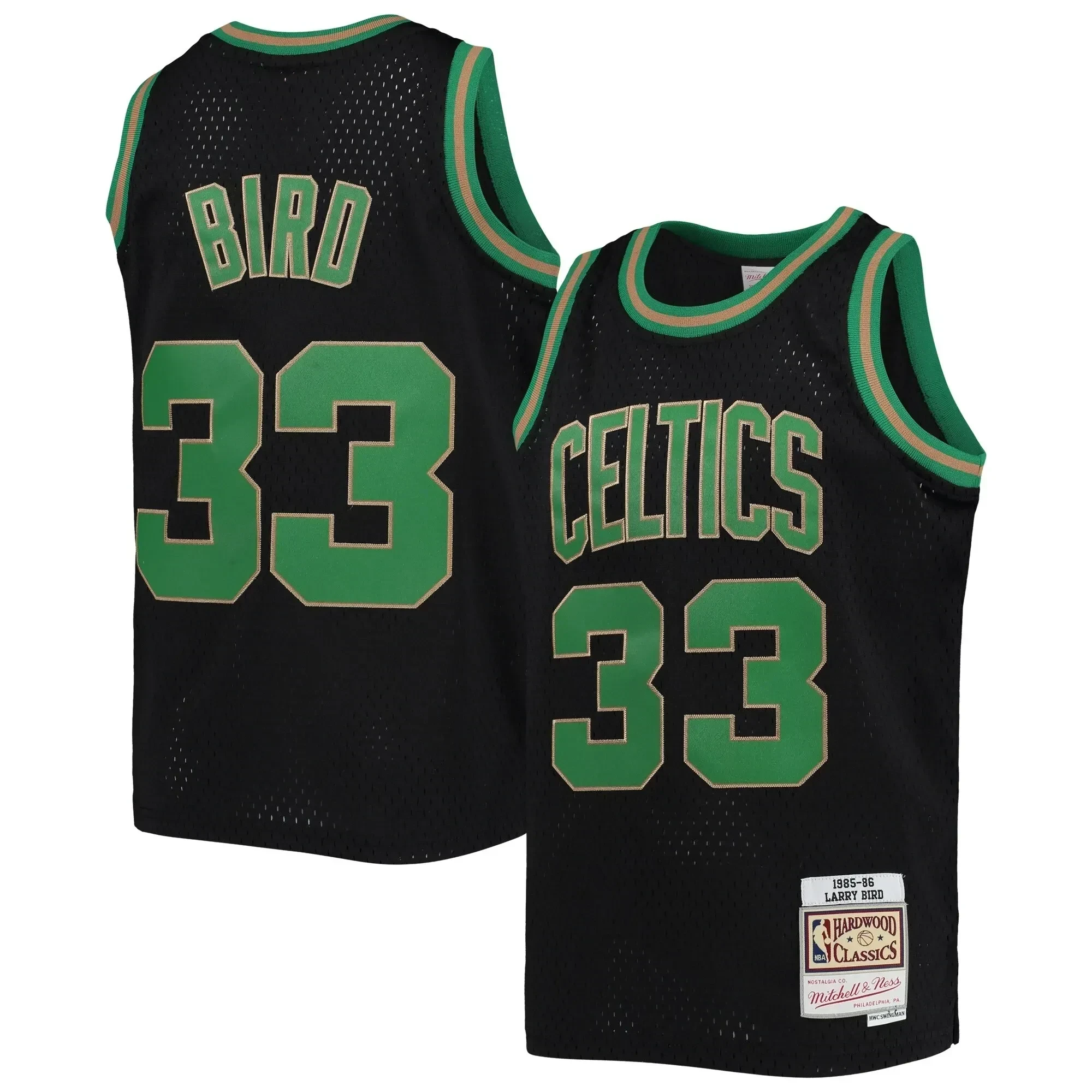 Larry Bird Boston Celtics Mitchell&Nes 1985-86 Hardwood Classics Reload Black NBA Jersey Youth
