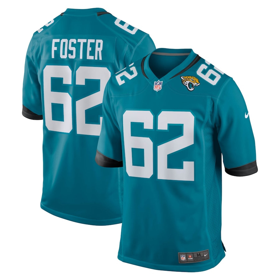 Javon Foster 62 Jacksonville Jaguars Team Game Teal NFL Jersey Men's