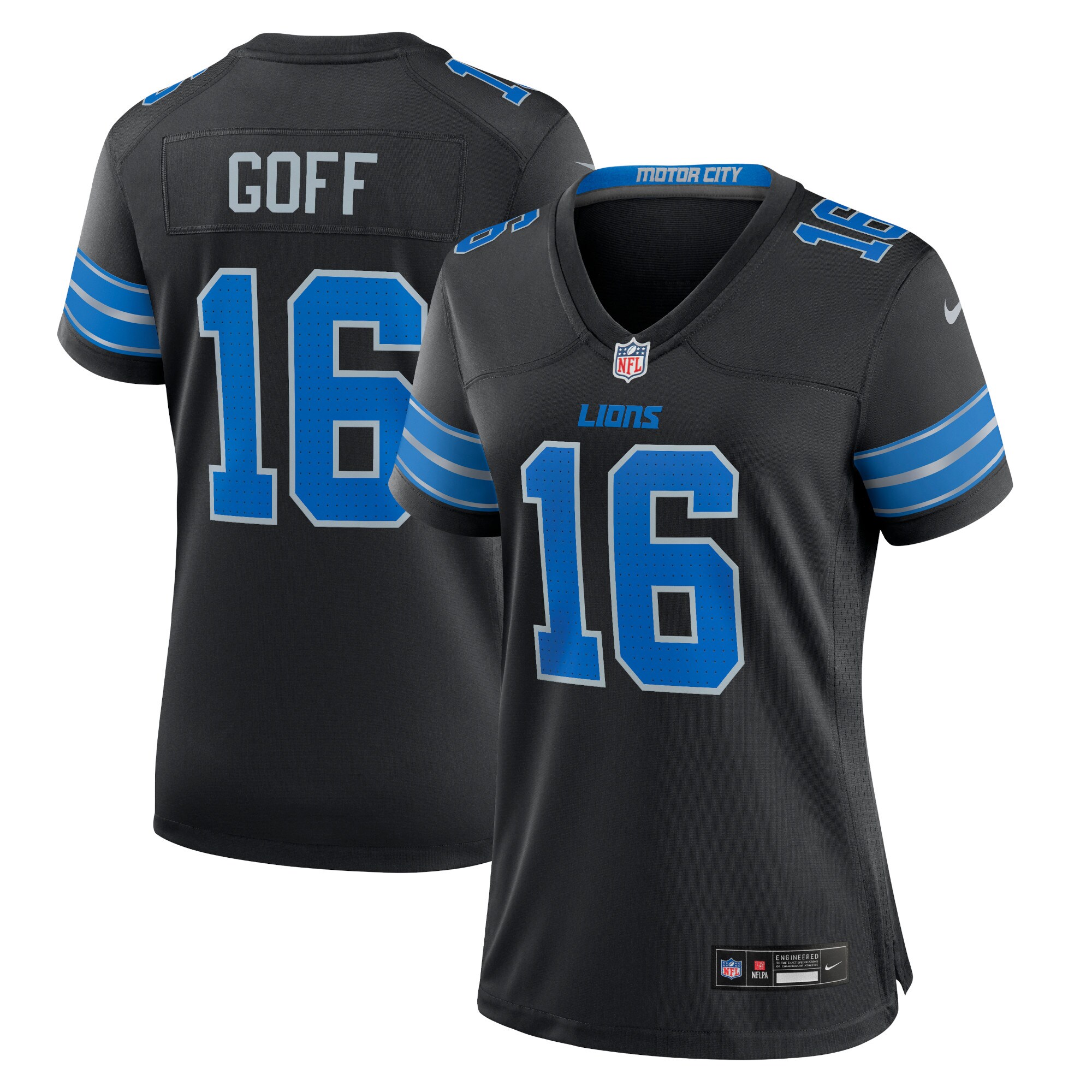 Detroit Lions Jared Goff Black 2nd Alternate Game NFL Jersey Women's