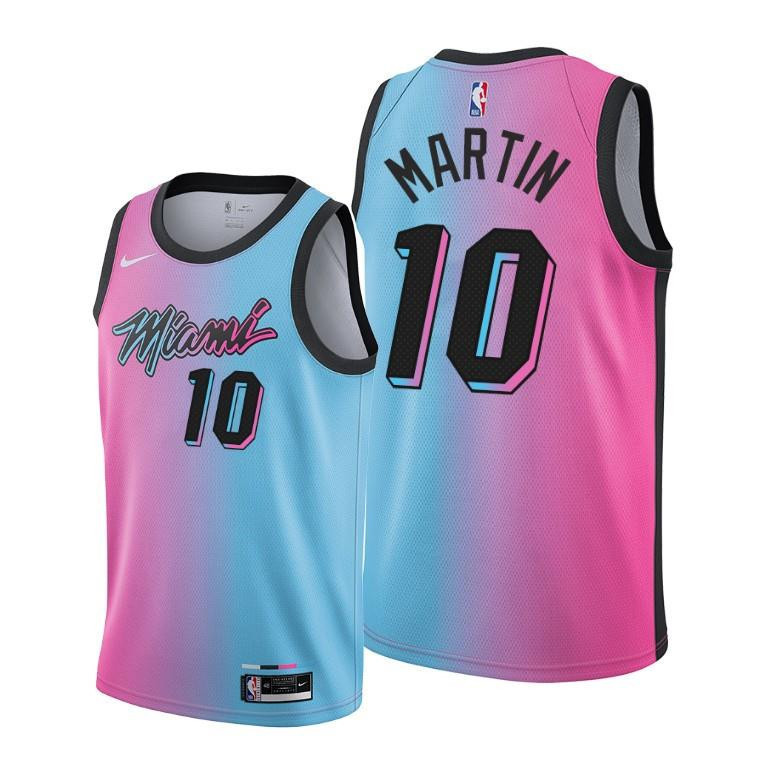Caleb Martin 10 Miami Heat City Edition Blue Pink NBA Jersey Men's
