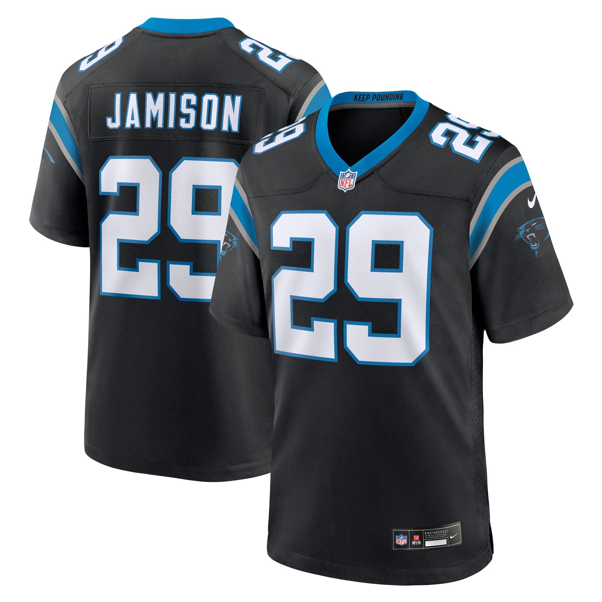Carolina Panthers D'Shawn Jamison Black Team Game NFL Jersey Men's