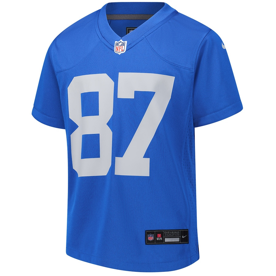 Sam LaPorta 87 Detroit Lions Alternate Game Blue NFL Jersey Youth