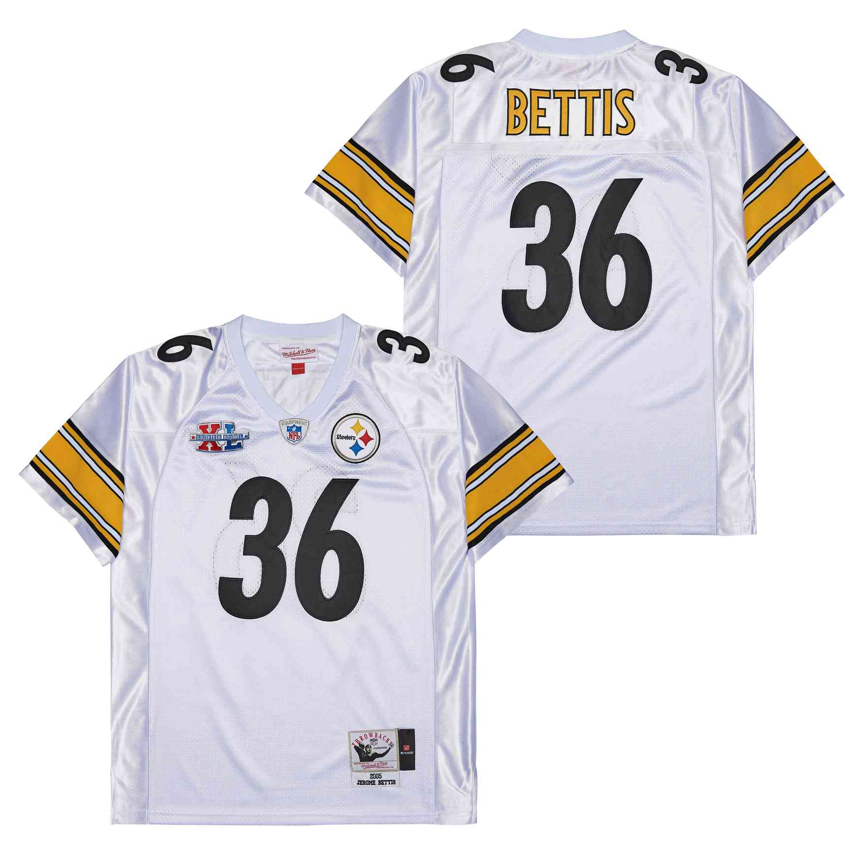 Jerome Bettis 36 Pittsburgh Steelers Super Bowl XL Retro Throwback White NFL Jersey Men's
