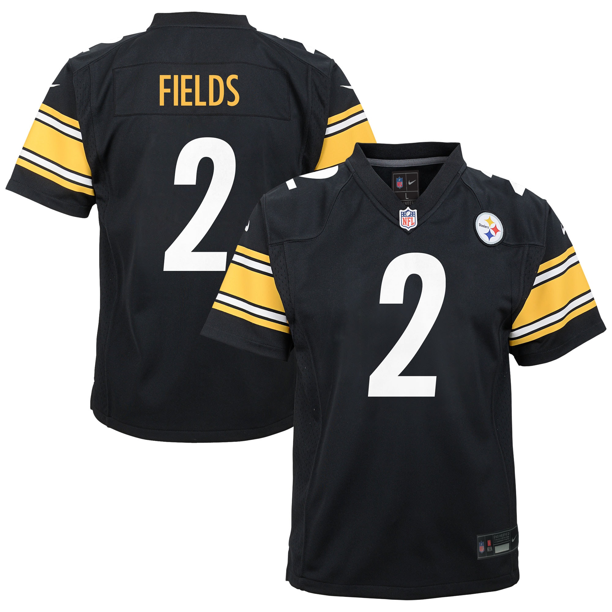 Pittsburgh Steelers Justin Fields Black Team Game NFL Jersey Youth