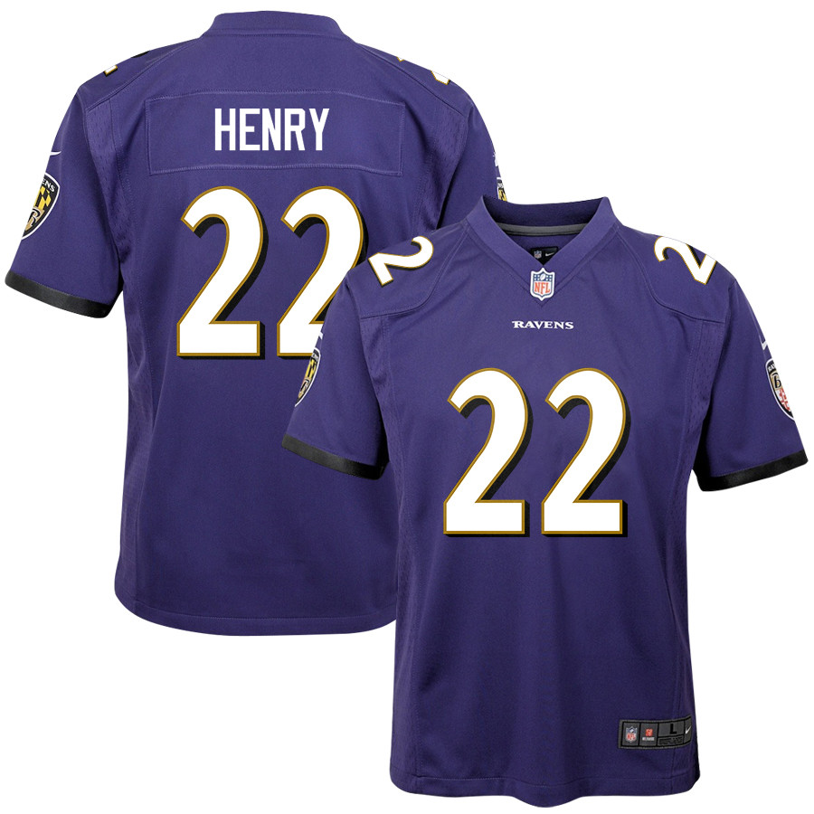 Derrick Henry 22 Baltimore Ravens Game Purple NFL Jersey Youth