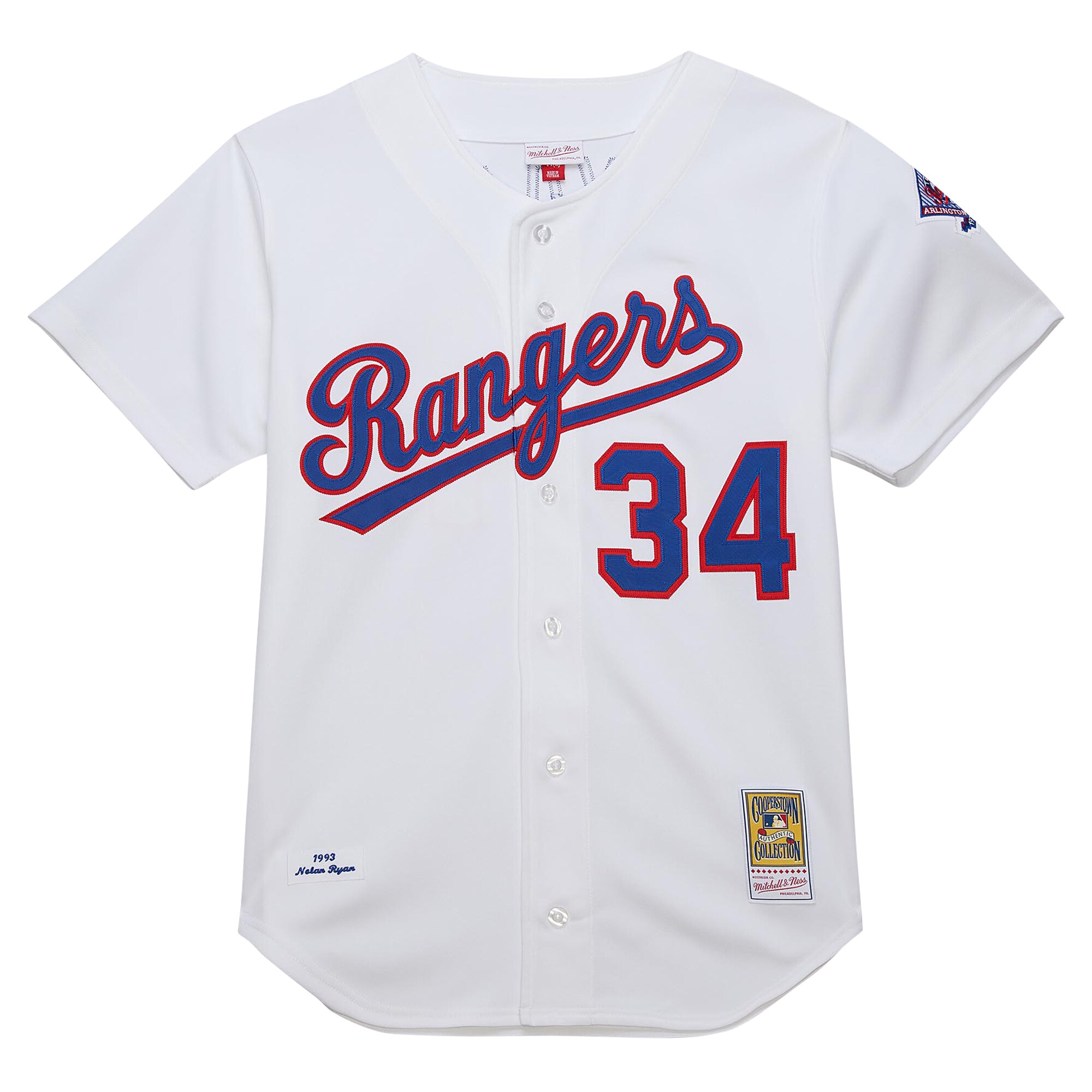 Texas Rangers Nolan Ryan Mitchell Ness White 1993 Cooperstown Collection MLB Jersey Men's