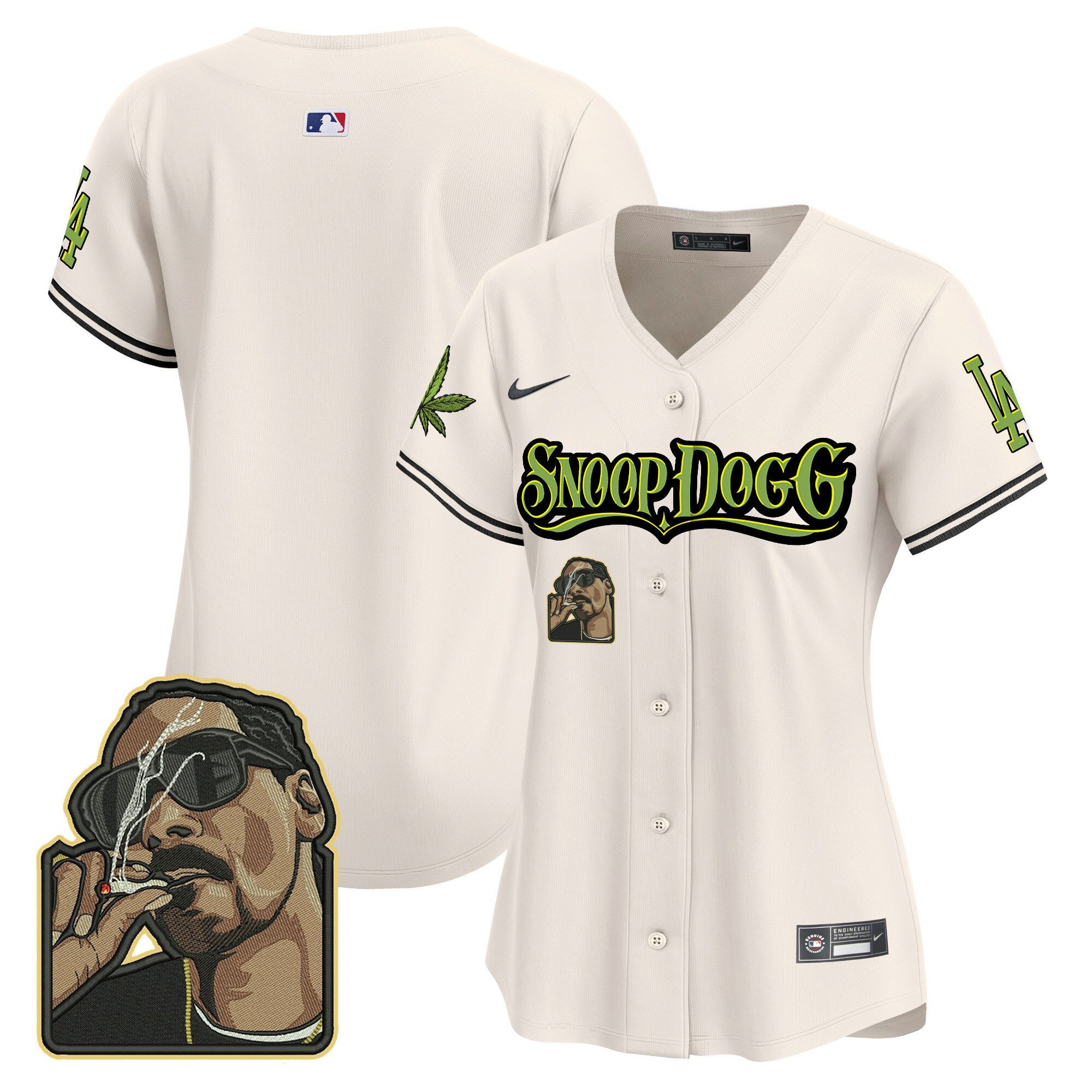 Los Angeles Dodgers Snoop Dogg Cream MLB Jersey Women's