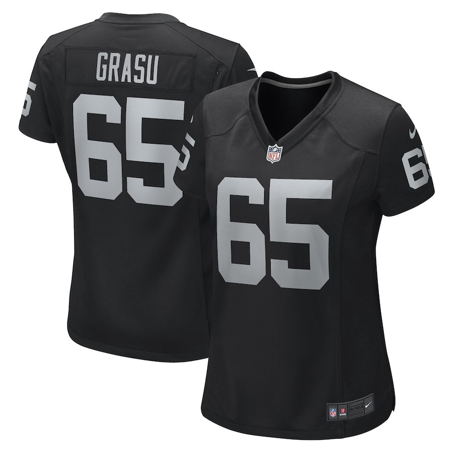 Hroniss Grasu 65 Las Vegas Raiders Team Game Black NFL Jersey Women's