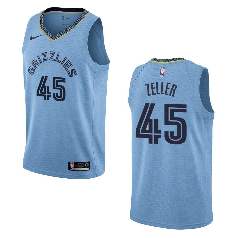 Memphis Grizzlies 45 Tyler Zeller Statement Swingman Blue NBA Jersey Men's