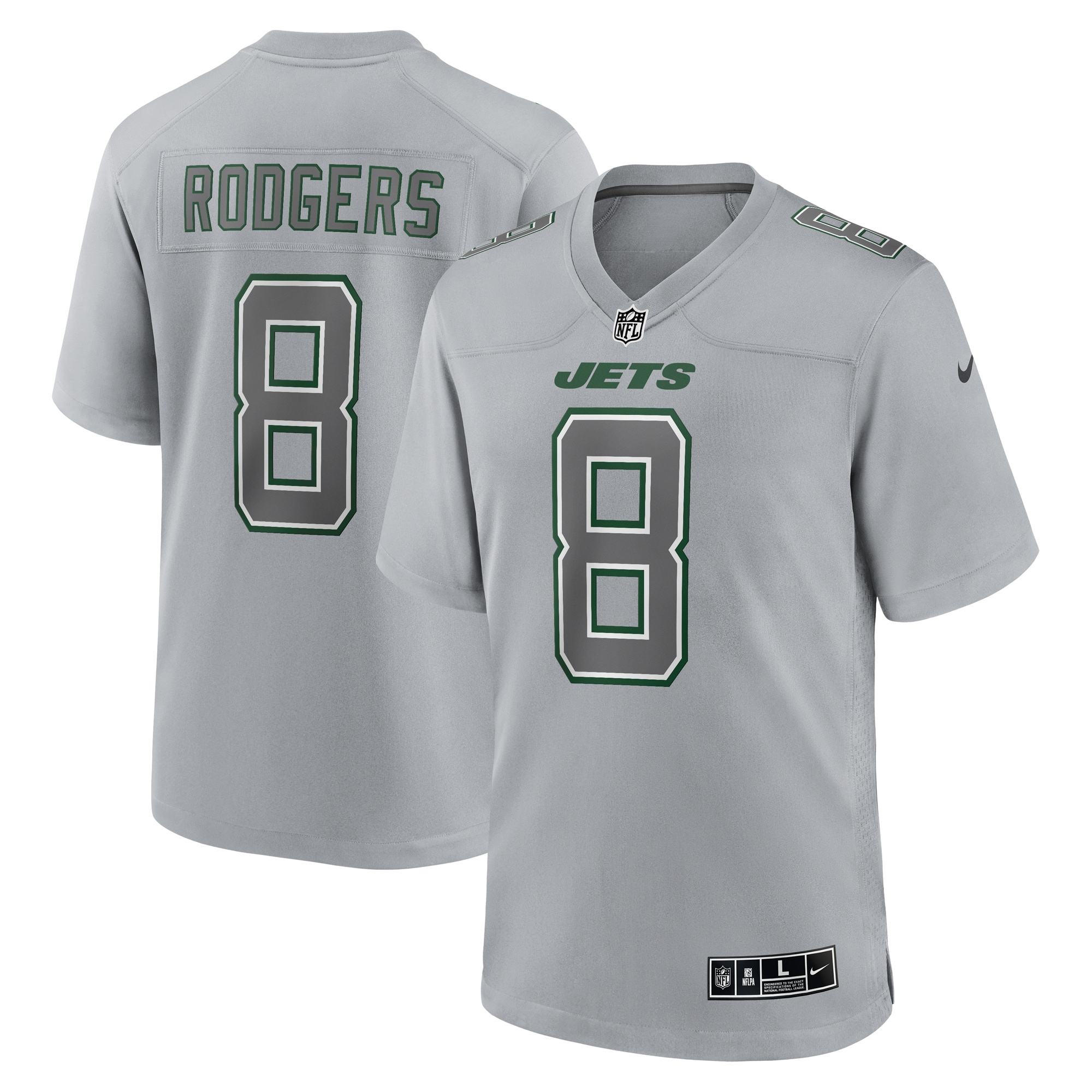 New York Jets Aaron Rodgers Heather Gray Atmosphere Fashion Game NFL Jersey Men's