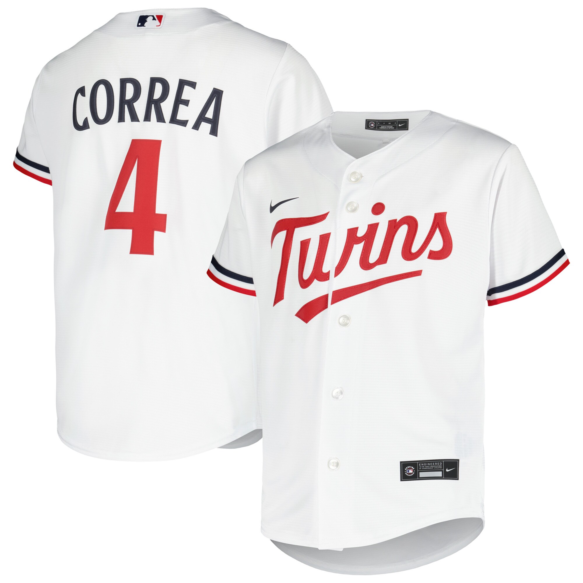 Minnesota Twins Carlos Correa White Alternate Player MLB Jersey Youth