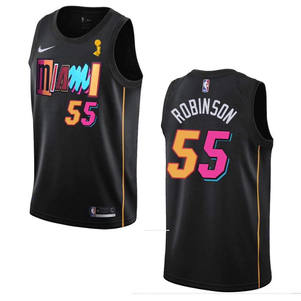 Miami Heat Duncan Robinson 55 Champions Cup 2023 Patch Black NBA Jersey Men's