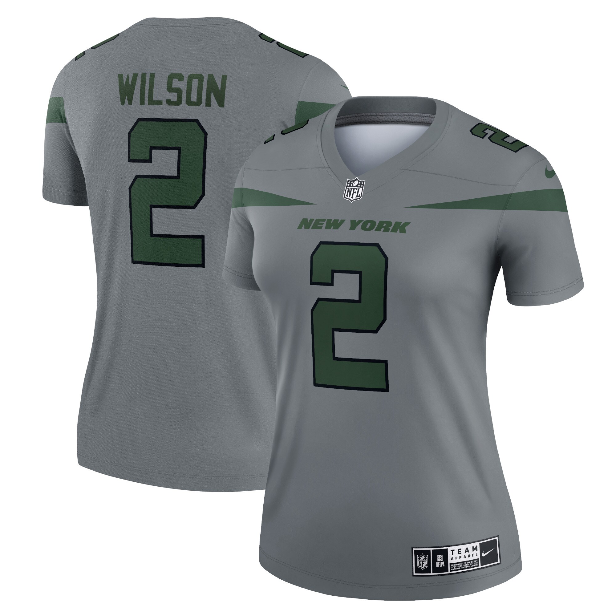 New York Jets Zach Wilson Gray Inverted Legend Player Performance Top NFL Jersey Women's