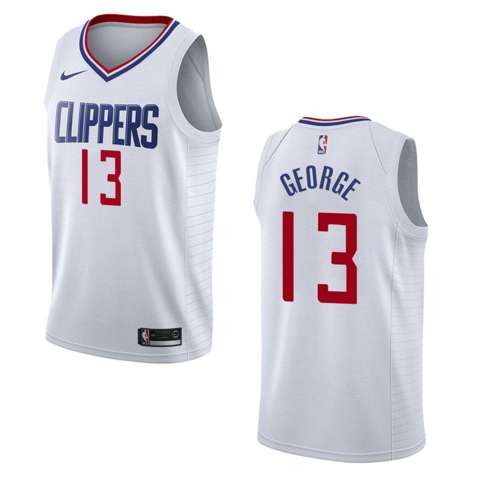 Los Angeles Clippers 13 Paul George Association Swingman White NBA Jersey Men's