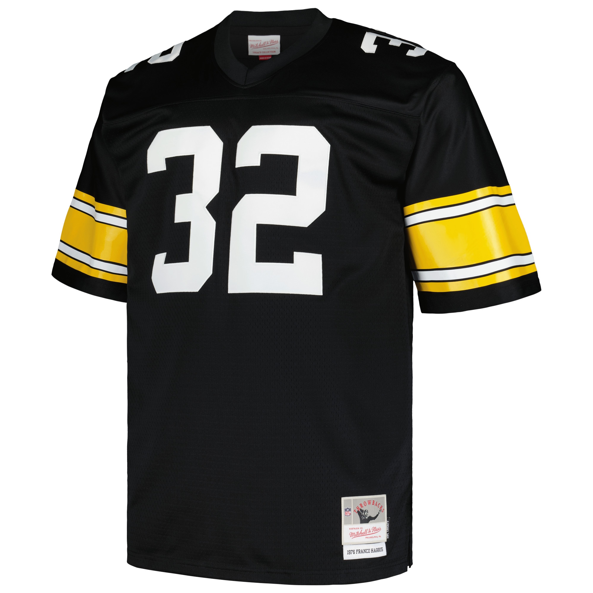 Pittsburgh Steelers Franco Harris Mitchell Ness Black Big Tall 1976 Legacy Retired Player NFL Jersey Men's
