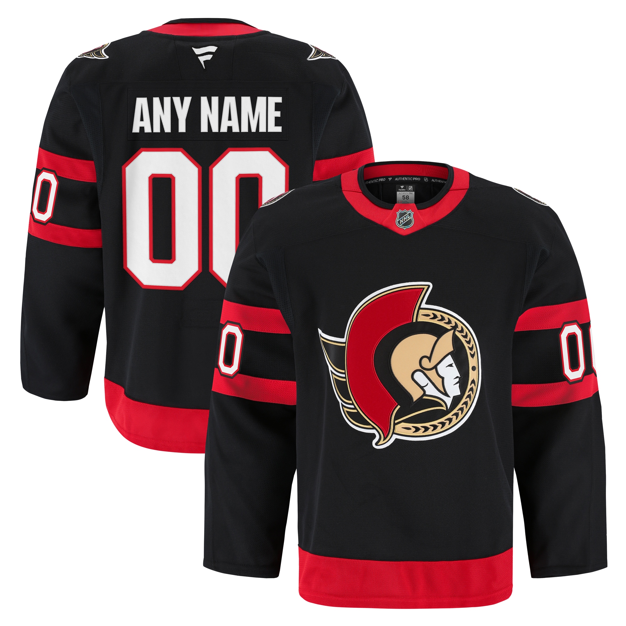 Ottawa Senators Black Home Pro Custom NHL Jersey Men's