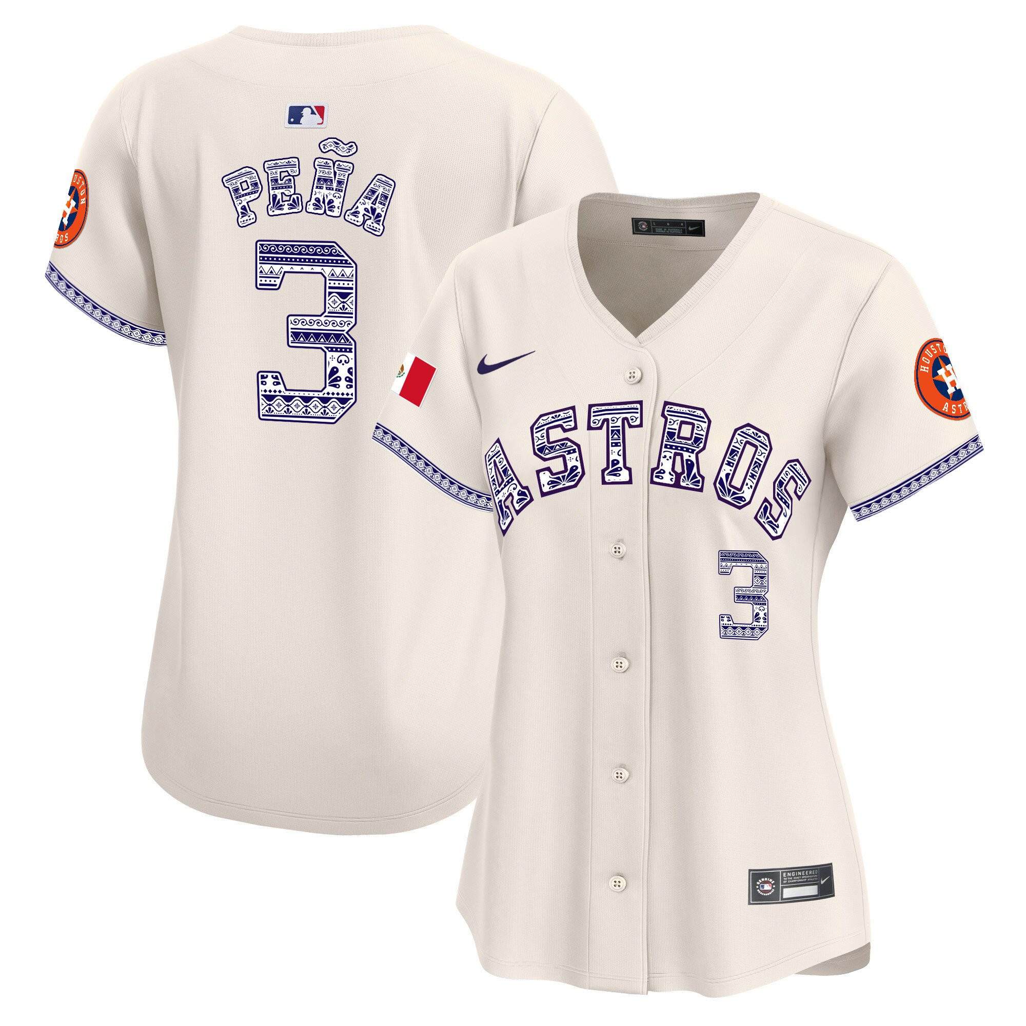 Jeremy Pena 3 Houston Astros Mexico Cream MLB Jersey Women's