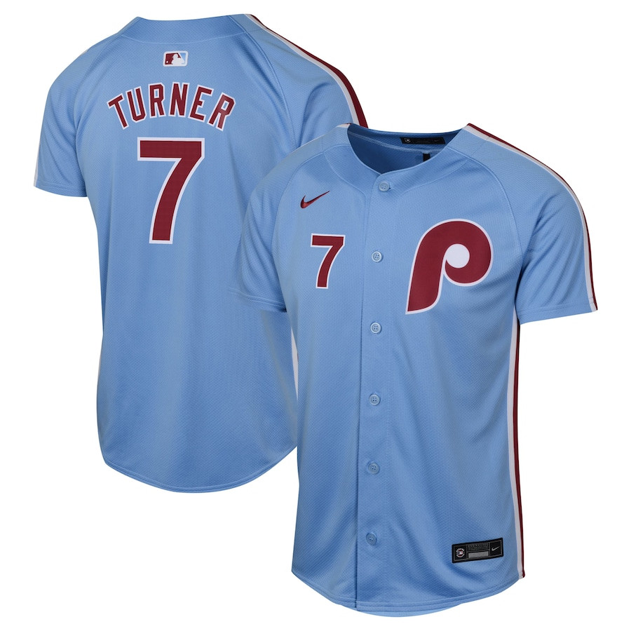 Trea Turner 7 Philadelphia Phillies Alternate Limited Light Blue MLB Jersey Youth