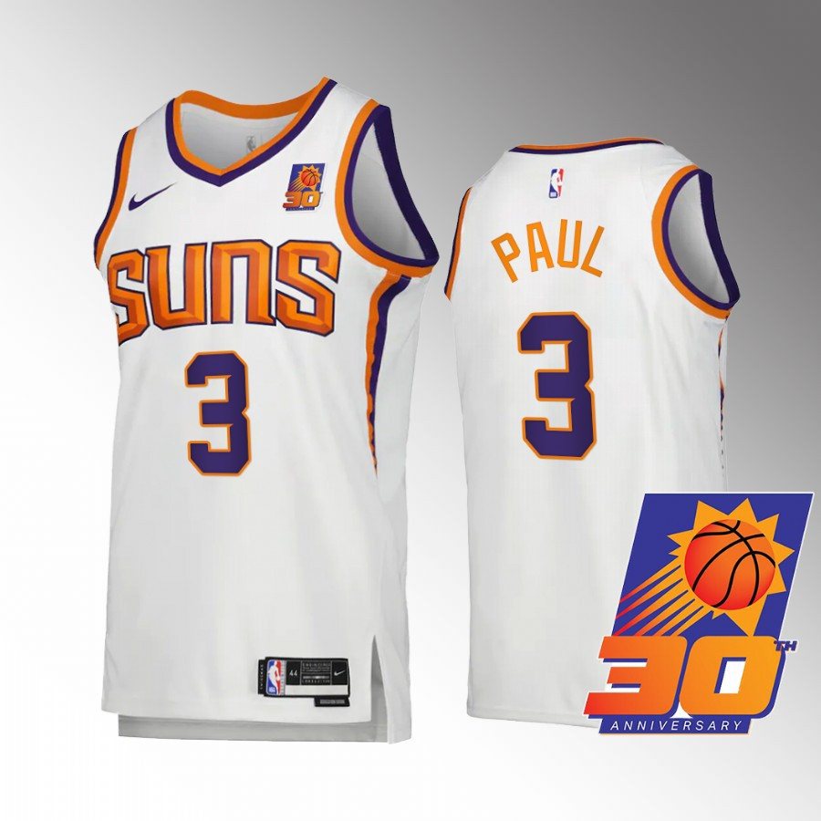 Chris Paul 3 Phoenix Suns White 30th Anniversary Association Edition NBA Jersey Men's