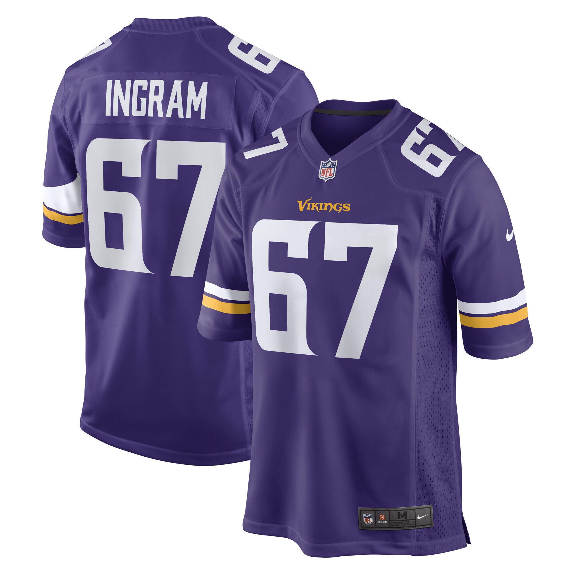 Minnesota Vikings Ed Ingram Purple Game Player NFL Jersey Men's