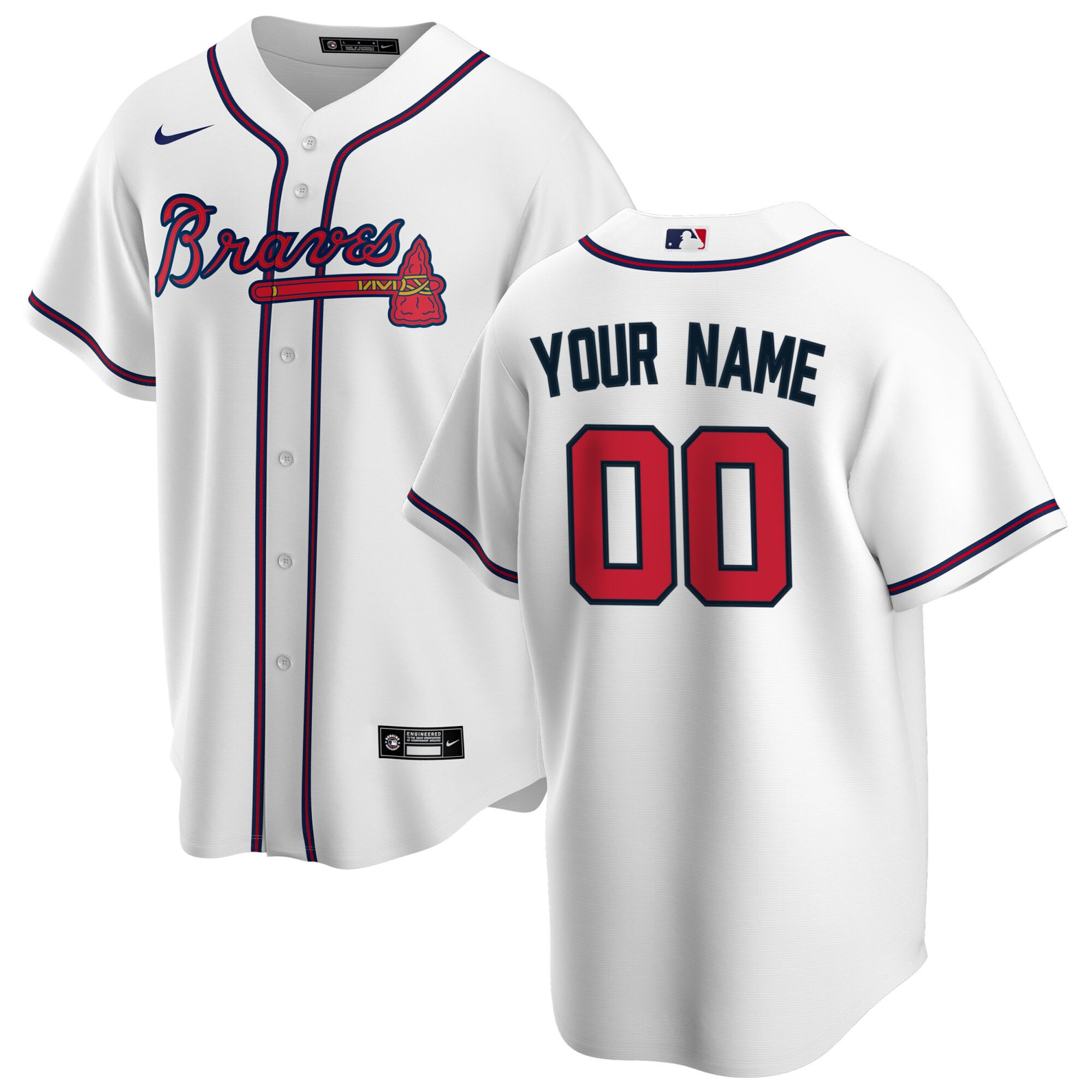 Atlanta Braves White Home Custom MLB Jersey Men's