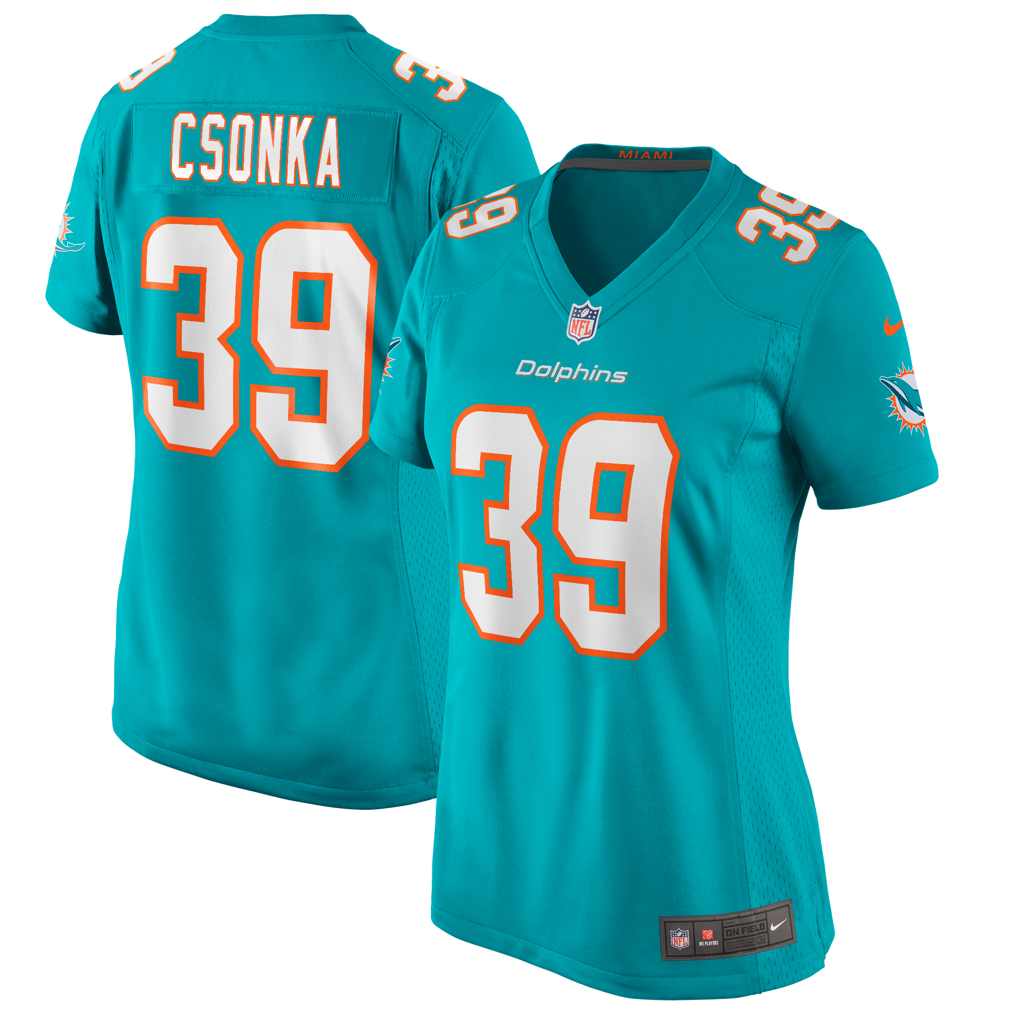 Miami Dolphins Larry Csonka Aqua Game Retired Player NFL Jersey Women's
