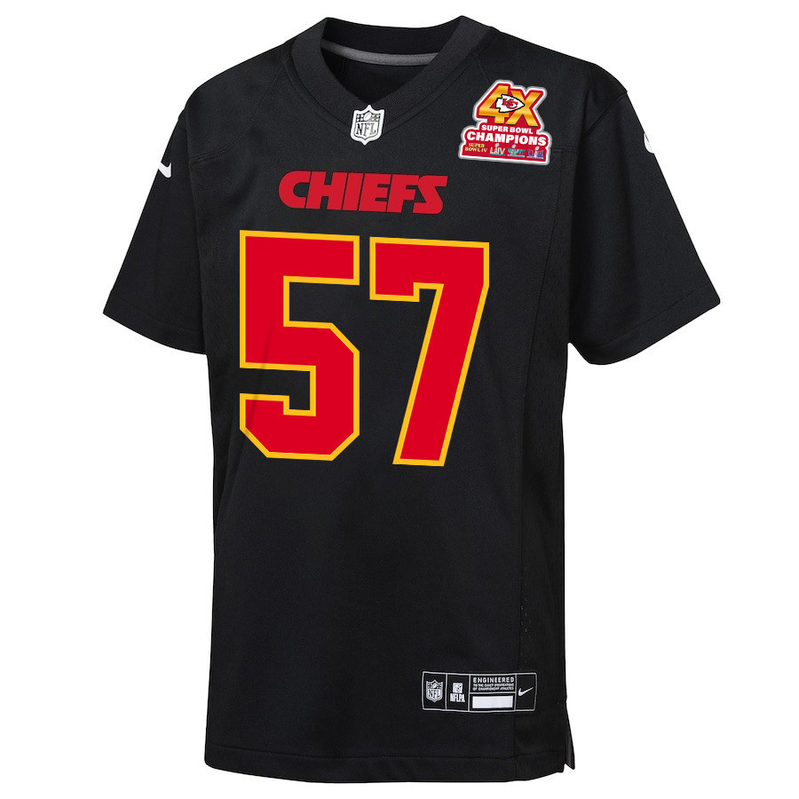 Blake Bell 81 Kansas City Chiefs Super Bowl LVIII Champions 4X Fashion Game Carbon Black NFL Jersey Youth