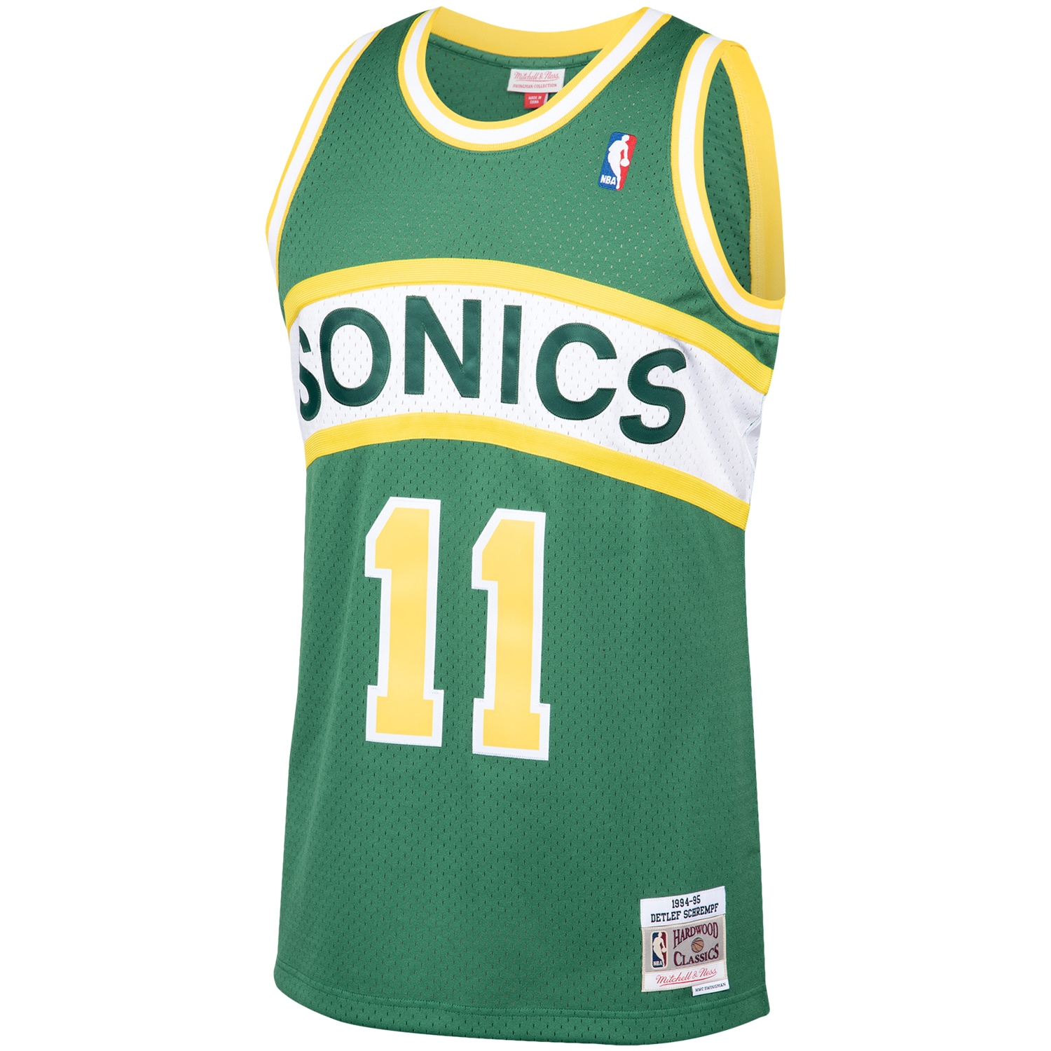 Mitchell Ness Detlef Schrempf Green Seattle SuperSonics 1994-95 Hardwood Classics Swingman Player NBA Jersey Men's