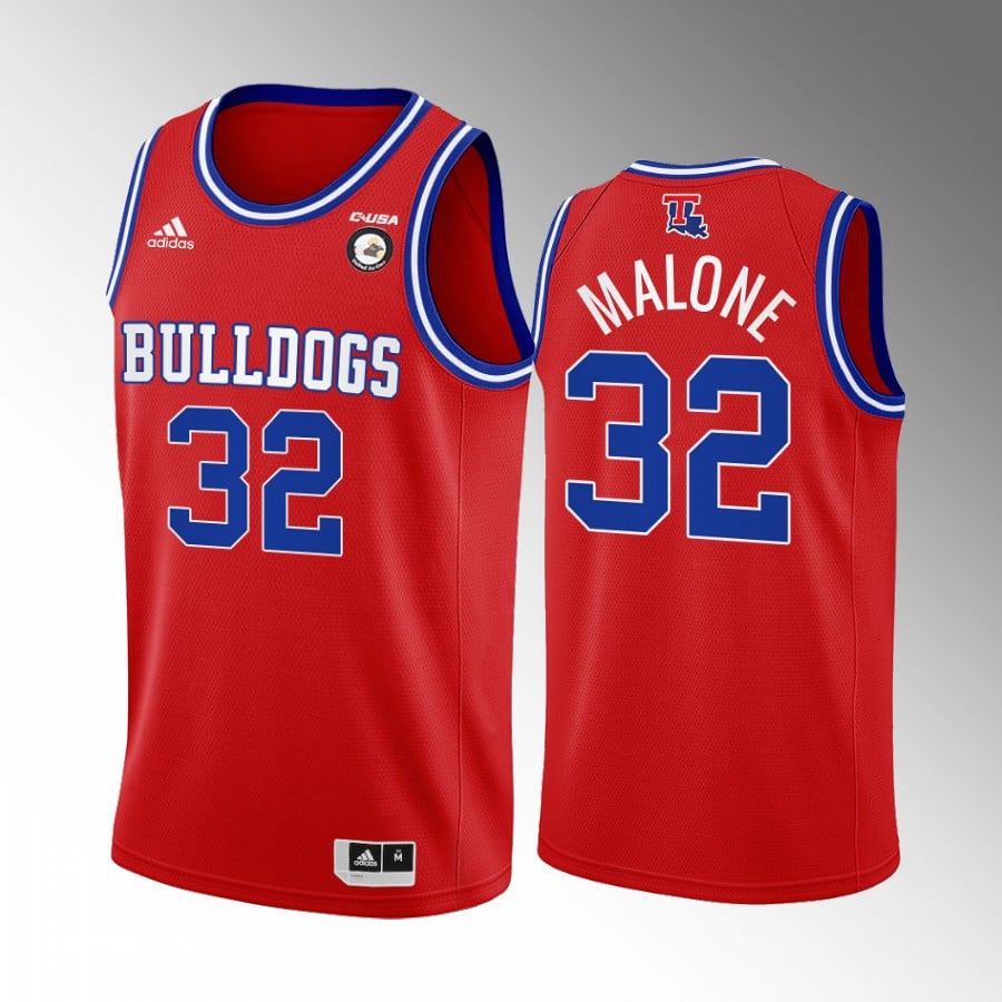 Karl Malone 32 Louisiana Tech Bulldogs Red College Retired Number NCAA Jersey Men's