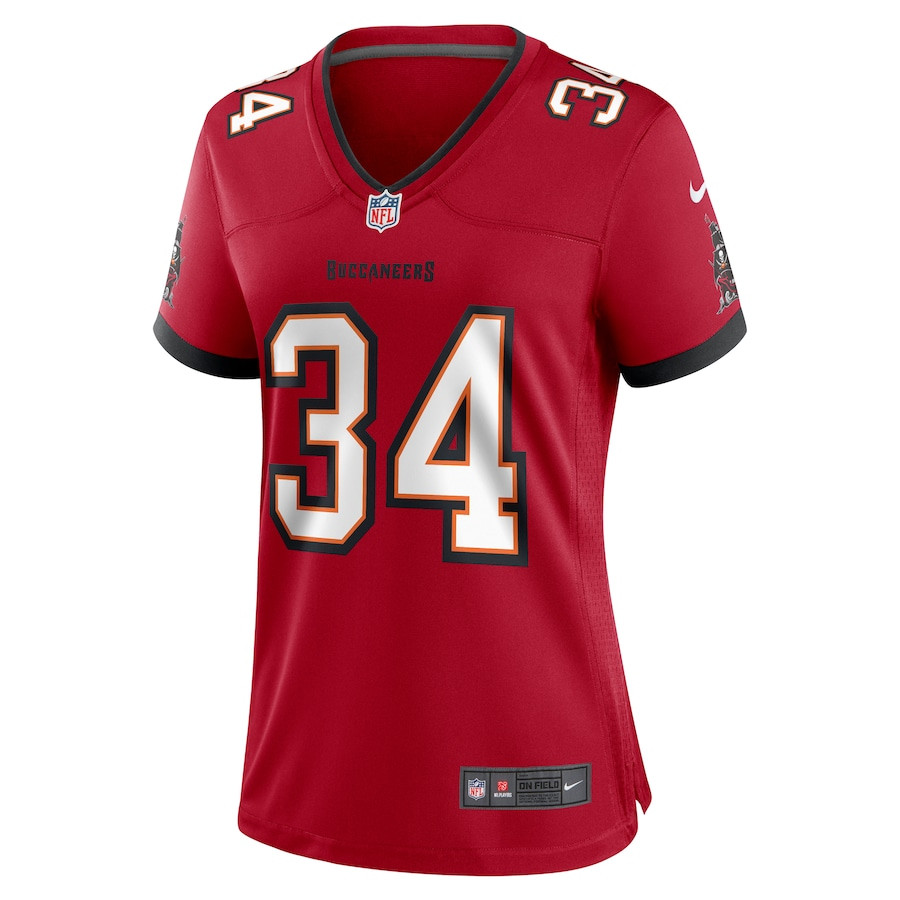 Bryce Hall 34 Tampa Bay Buccaneers Team Game Red NFL Jersey Women's