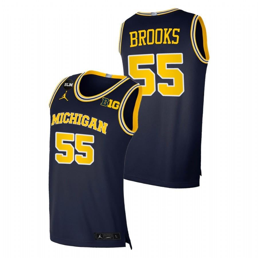 Michigan Wolverines Eli Brooks 55 Navy College BLM NCAA Jersey Men's