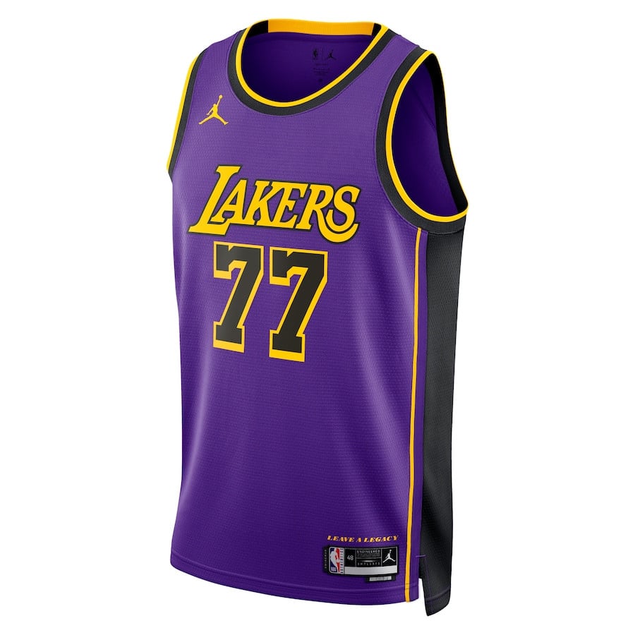 Luka Doncic 77 Los Angeles Lakers Statement Edition Swingman Purple NBA Jersey Men's