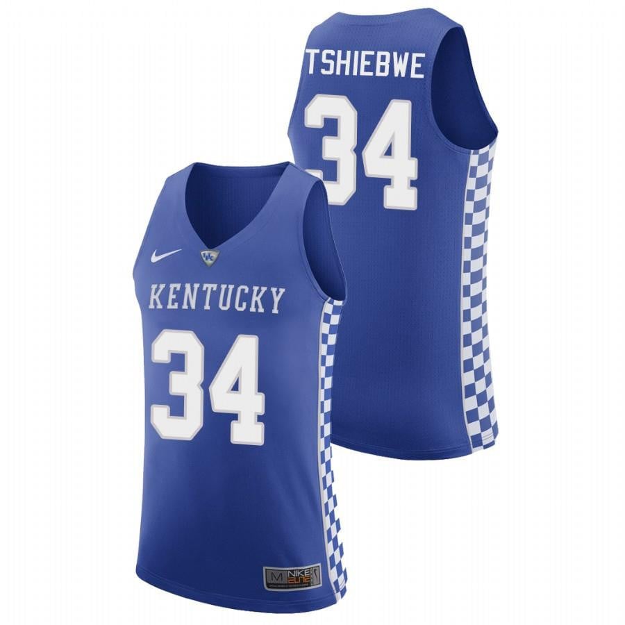 Oscar Tshiebwe 34 Kentucky Wildcats Royal 2023 Transfer Away NCAA Jersey Men's