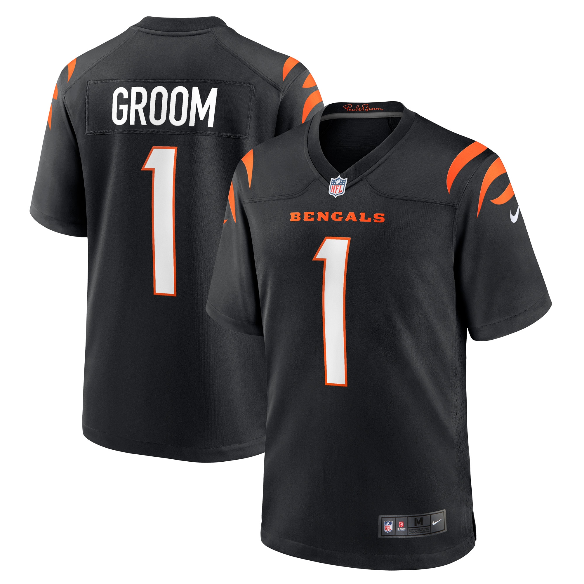Cincinnati Bengals Number 1 Groom Black Game NFL Jersey Men's