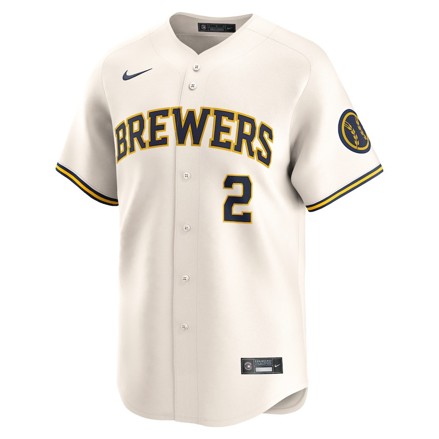 Brice Turang 2 Milwaukee Brewers Home Limited Cream MLB Jersey Men's