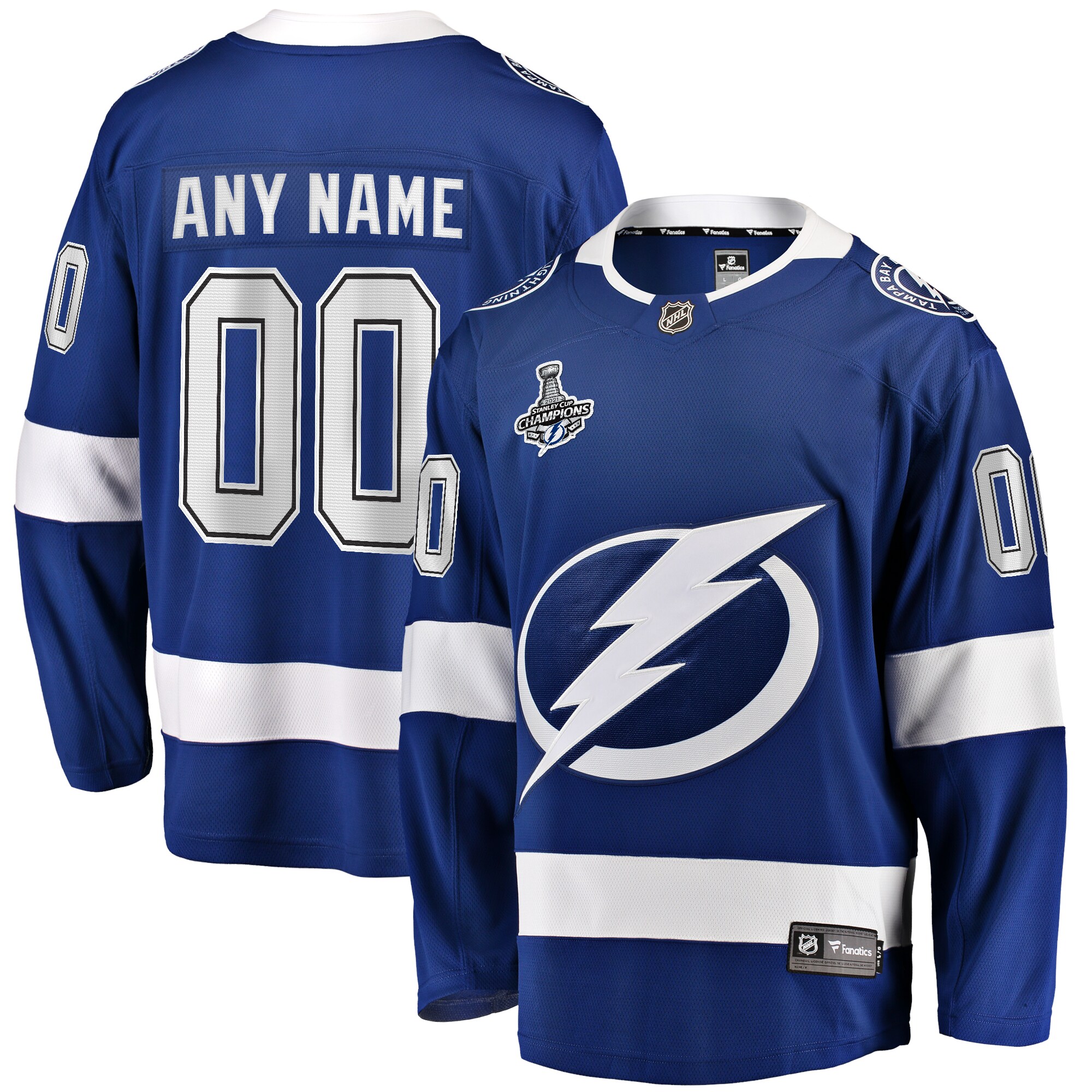Tampa Bay Lightning Blue 2021 Stanley Cup Champions Home Breakaway Custom NHL Jersey Men's