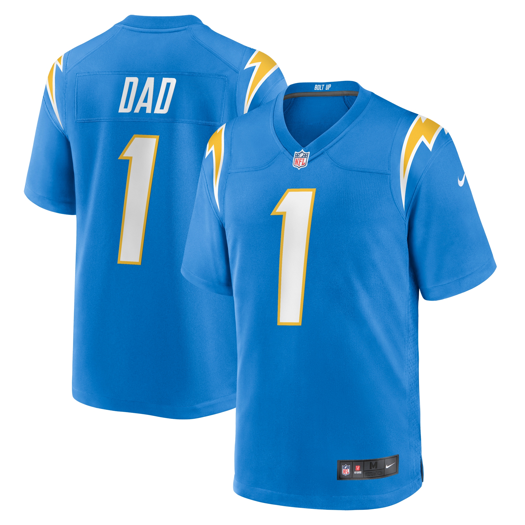 Los Angeles Chargers Number 1 Dad Powder Blue Game NFL Jersey Men's