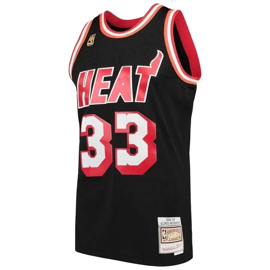 Alonzo Mourning Miami Heat Mitchell Ness 1996-97 Hardwood Classics Swingman Player Black NBA Jersey Men's